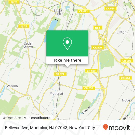 Mapa de Bellevue Ave, Montclair, NJ 07043