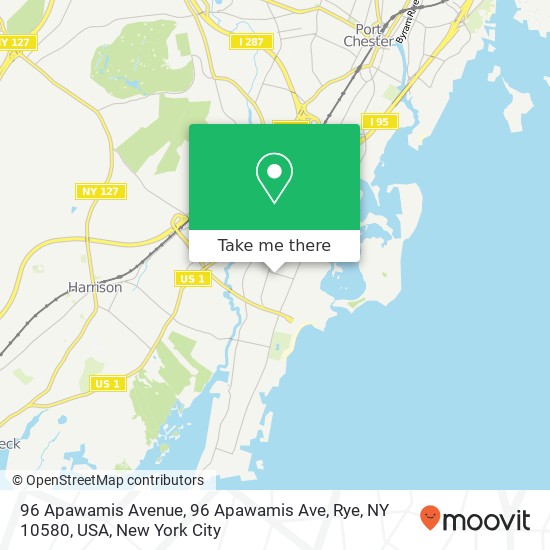 Mapa de 96 Apawamis Avenue, 96 Apawamis Ave, Rye, NY 10580, USA