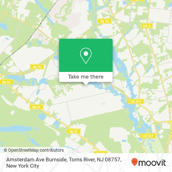 Mapa de Amsterdam Ave Burnside, Toms River, NJ 08757