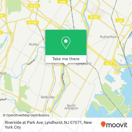 Mapa de Riverside at Park Ave, Lyndhurst, NJ 07071