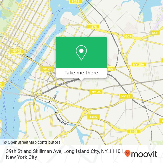 Mapa de 39th St and Skillman Ave, Long Island City, NY 11101