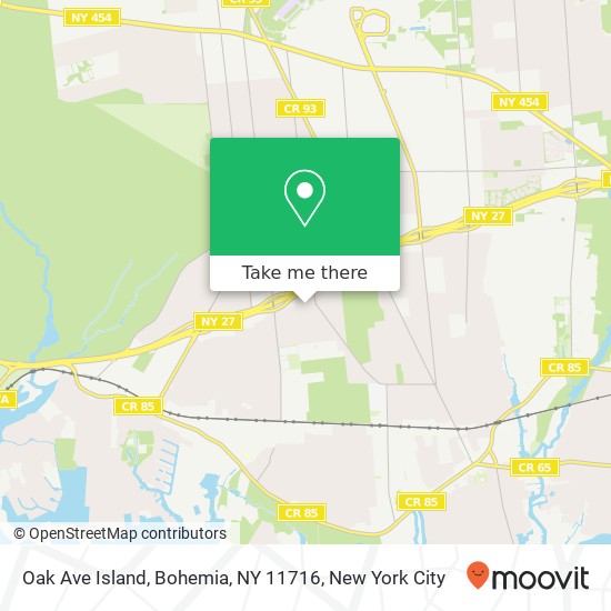 Mapa de Oak Ave Island, Bohemia, NY 11716