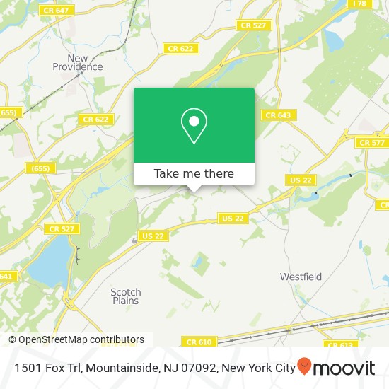 Mapa de 1501 Fox Trl, Mountainside, NJ 07092
