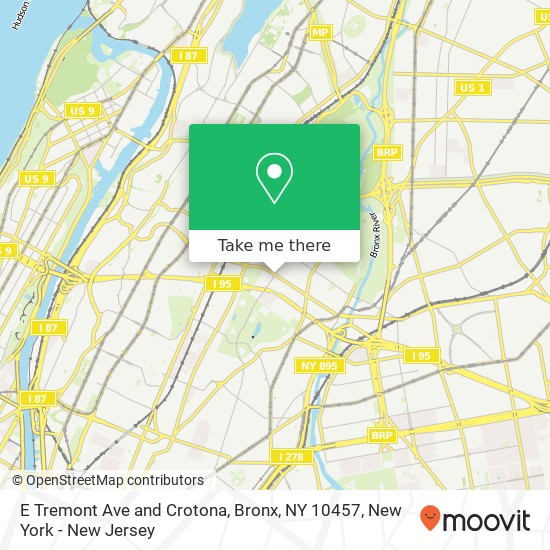 Mapa de E Tremont Ave and Crotona, Bronx, NY 10457