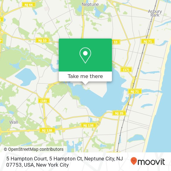 5 Hampton Court, 5 Hampton Ct, Neptune City, NJ 07753, USA map