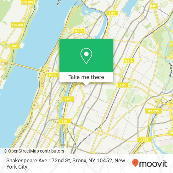Mapa de Shakespeare Ave 172nd St, Bronx, NY 10452