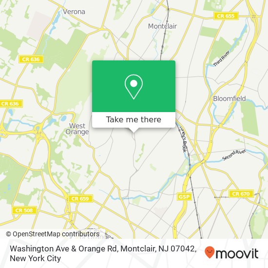 Mapa de Washington Ave & Orange Rd, Montclair, NJ 07042