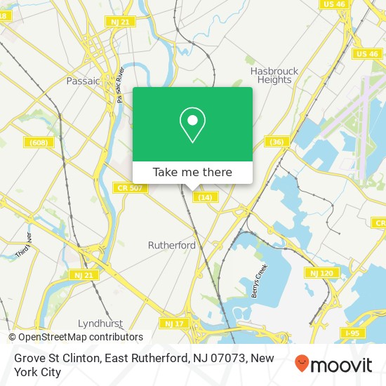 Mapa de Grove St Clinton, East Rutherford, NJ 07073