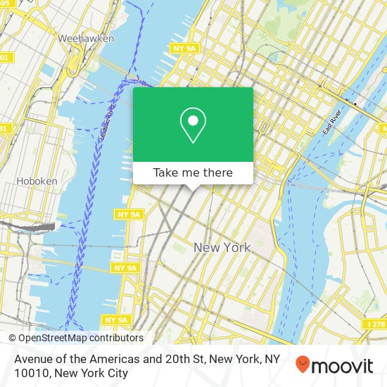 Avenue of the Americas and 20th St, New York, NY 10010 map