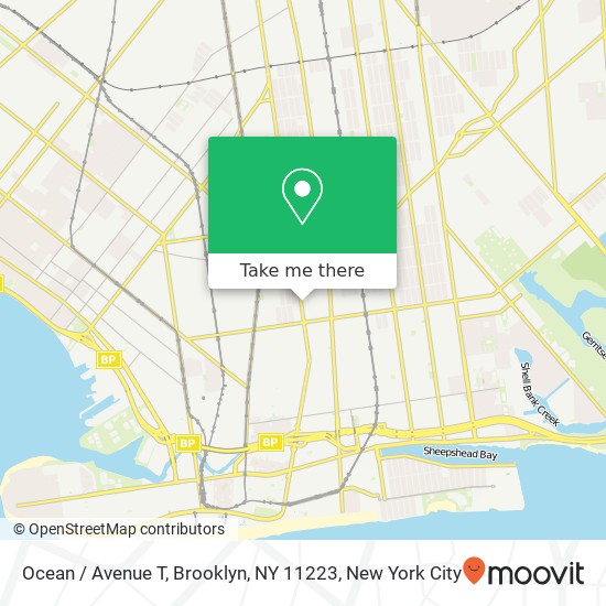 Mapa de Ocean / Avenue T, Brooklyn, NY 11223