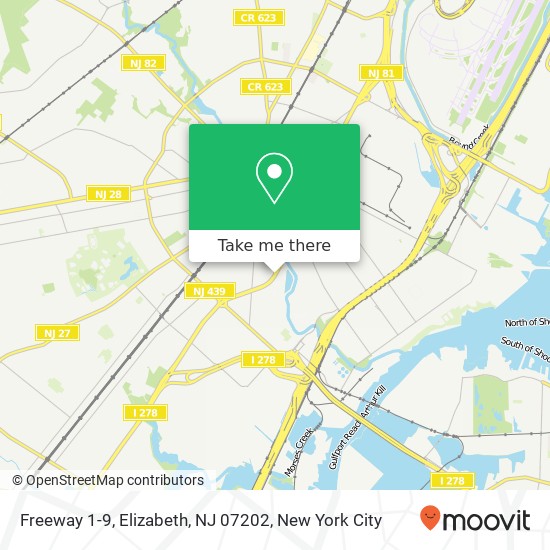 Mapa de Freeway 1-9, Elizabeth, NJ 07202