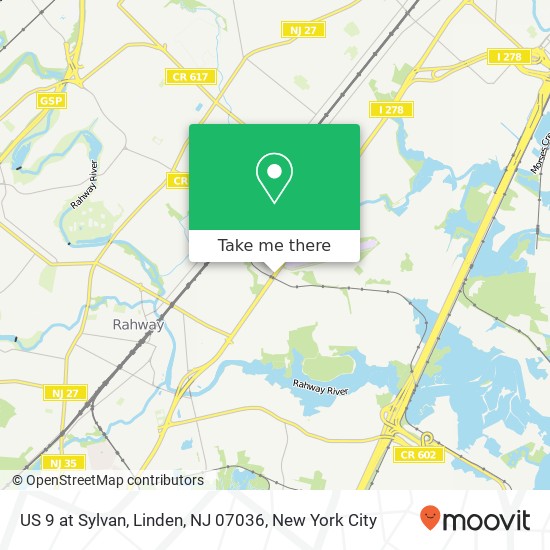US 9 at Sylvan, Linden, NJ 07036 map