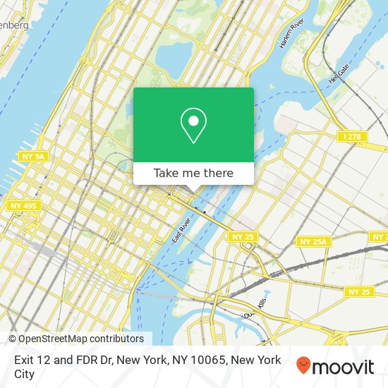 Exit 12 and FDR Dr, New York, NY 10065 map
