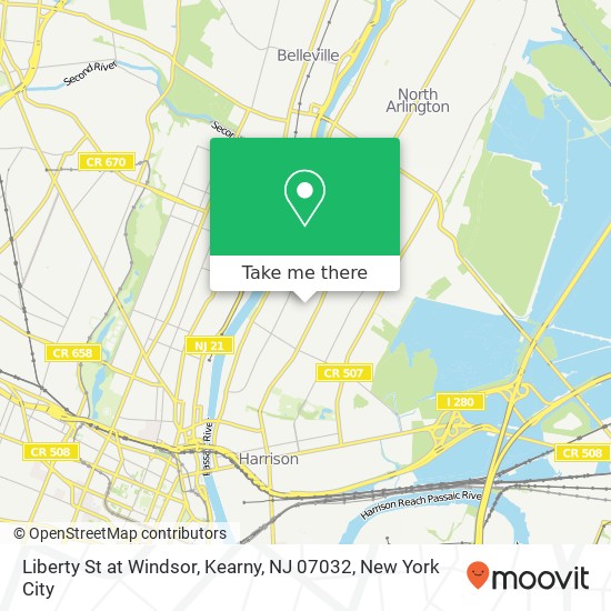 Mapa de Liberty St at Windsor, Kearny, NJ 07032