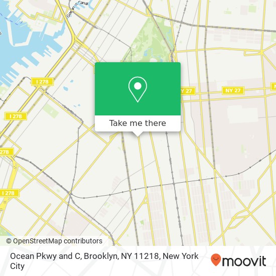 Mapa de Ocean Pkwy and C, Brooklyn, NY 11218