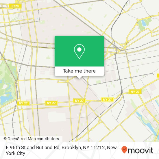 Mapa de E 96th St and Rutland Rd, Brooklyn, NY 11212