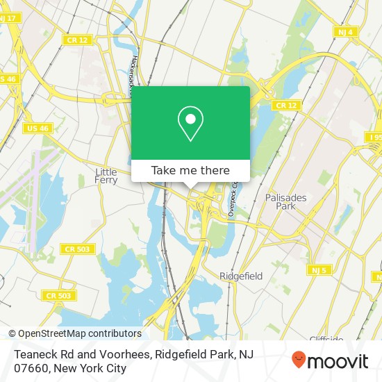 Mapa de Teaneck Rd and Voorhees, Ridgefield Park, NJ 07660