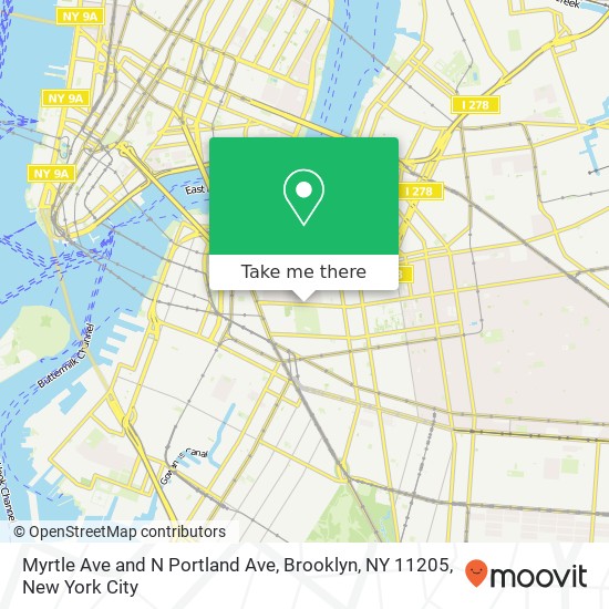 Mapa de Myrtle Ave and N Portland Ave, Brooklyn, NY 11205