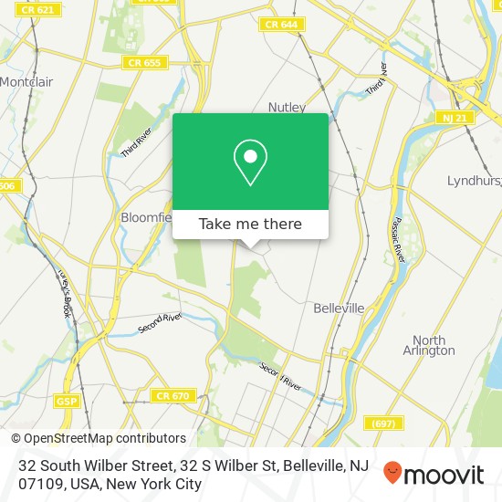 32 South Wilber Street, 32 S Wilber St, Belleville, NJ 07109, USA map
