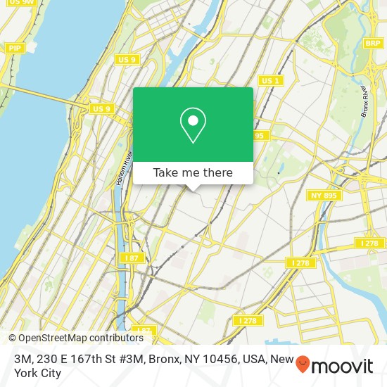 Mapa de 3M, 230 E 167th St #3M, Bronx, NY 10456, USA