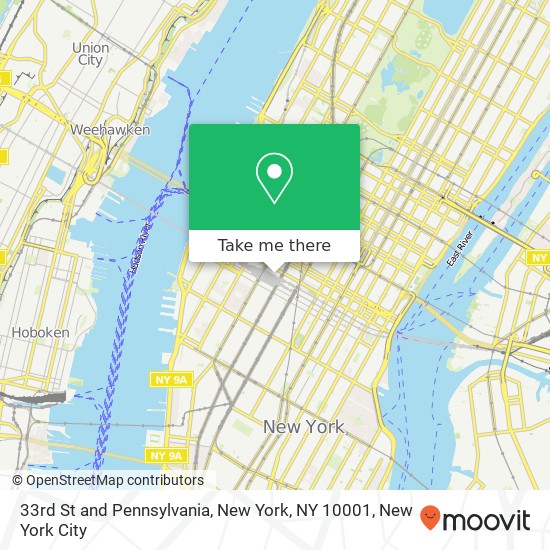 33rd St and Pennsylvania, New York, NY 10001 map