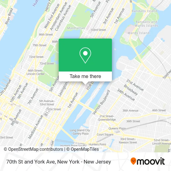 70th St and York Ave map