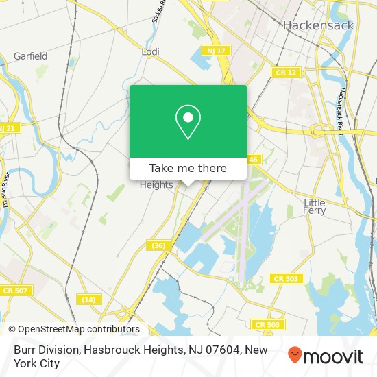 Mapa de Burr Division, Hasbrouck Heights, NJ 07604