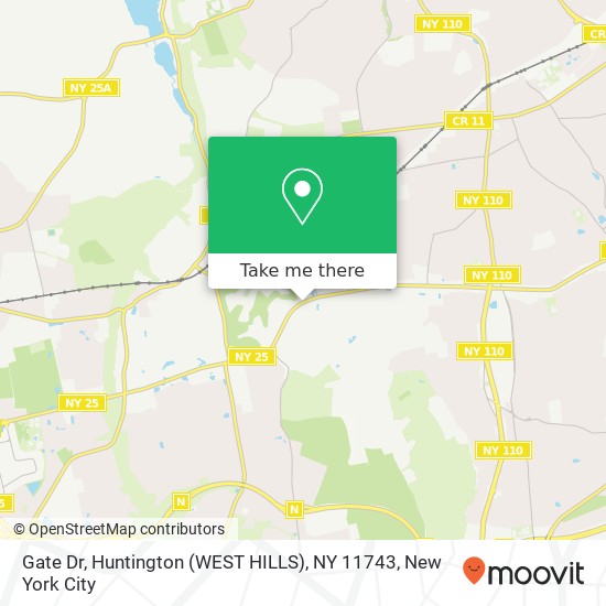 Mapa de Gate Dr, Huntington (WEST HILLS), NY 11743