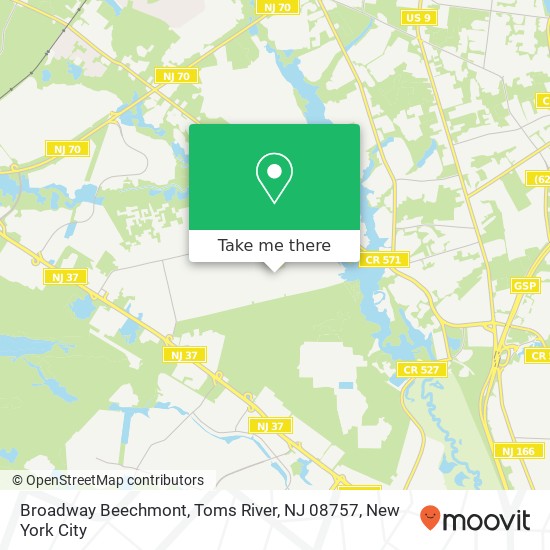 Mapa de Broadway Beechmont, Toms River, NJ 08757
