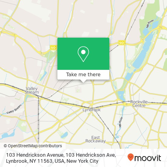 Mapa de 103 Hendrickson Avenue, 103 Hendrickson Ave, Lynbrook, NY 11563, USA
