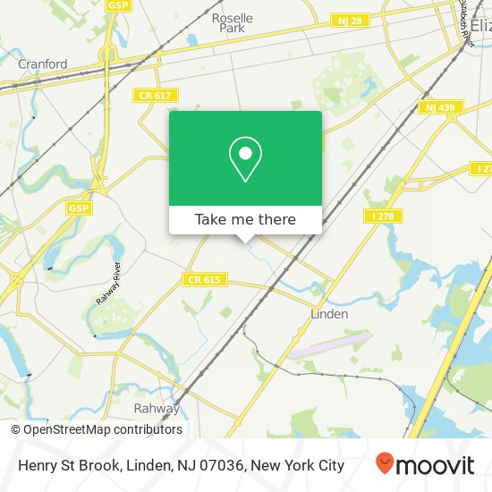 Mapa de Henry St Brook, Linden, NJ 07036