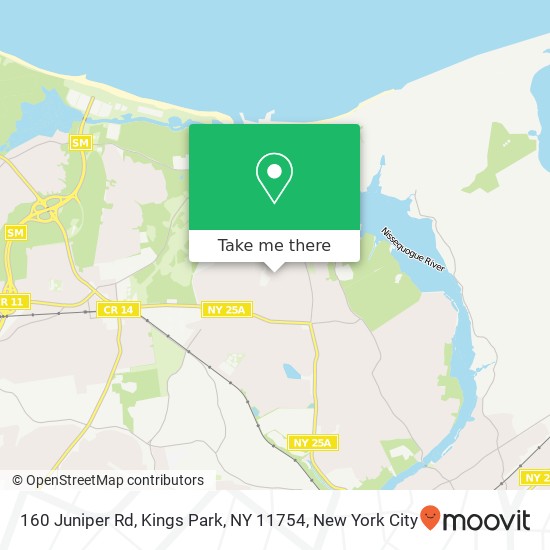 Mapa de 160 Juniper Rd, Kings Park, NY 11754