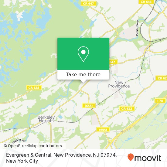 Mapa de Evergreen & Central, New Providence, NJ 07974
