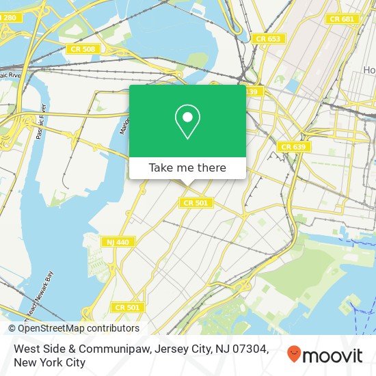 Mapa de West Side & Communipaw, Jersey City, NJ 07304