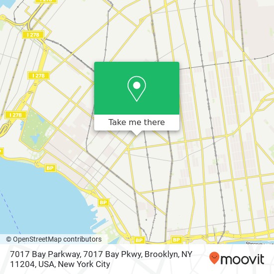 Mapa de 7017 Bay Parkway, 7017 Bay Pkwy, Brooklyn, NY 11204, USA