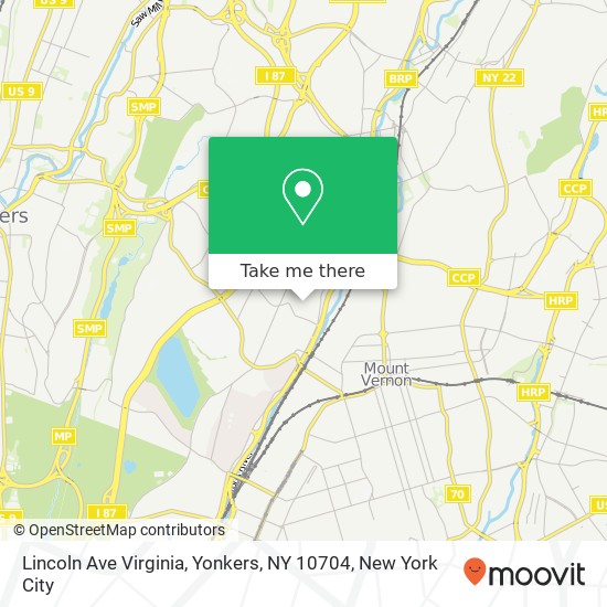 Mapa de Lincoln Ave Virginia, Yonkers, NY 10704