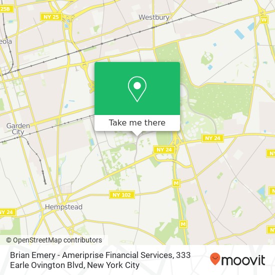 Mapa de Brian Emery - Ameriprise Financial Services, 333 Earle Ovington Blvd