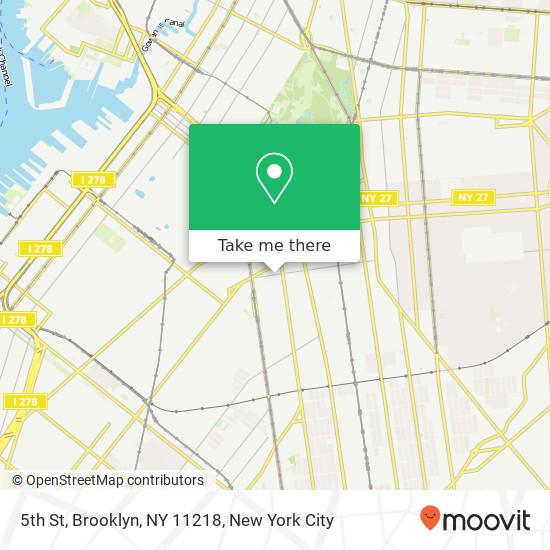 Mapa de 5th St, Brooklyn, NY 11218