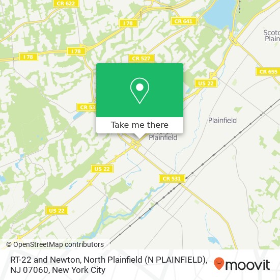RT-22 and Newton, North Plainfield (N PLAINFIELD), NJ 07060 map