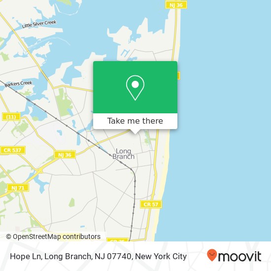 Mapa de Hope Ln, Long Branch, NJ 07740