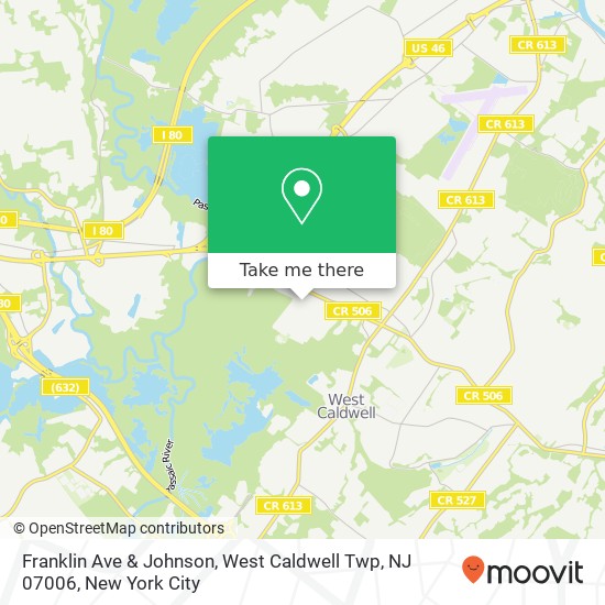 Mapa de Franklin Ave & Johnson, West Caldwell Twp, NJ 07006