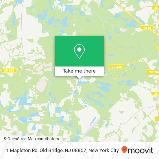 Mapa de 1 Mapleton Rd, Old Bridge, NJ 08857