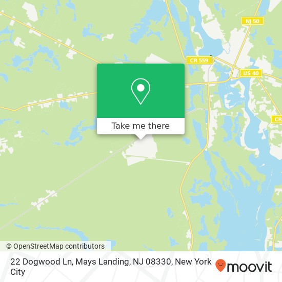 Mapa de 22 Dogwood Ln, Mays Landing, NJ 08330