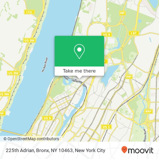 Mapa de 225th Adrian, Bronx, NY 10463