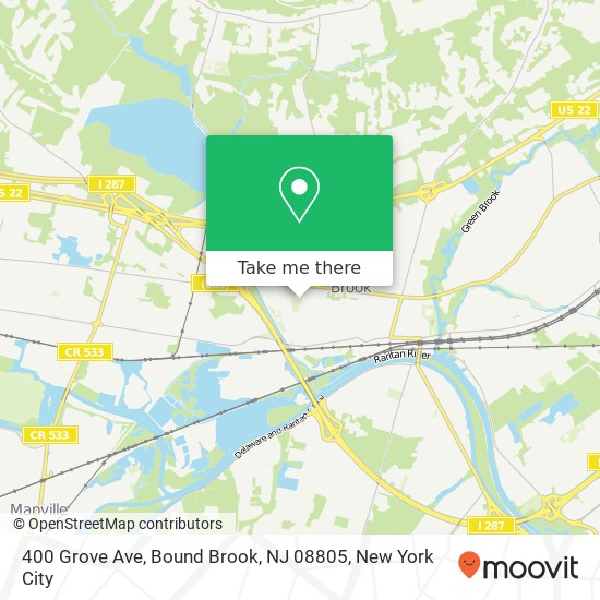 Mapa de 400 Grove Ave, Bound Brook, NJ 08805