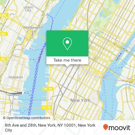 8th Ave and 28th, New York, NY 10001 map