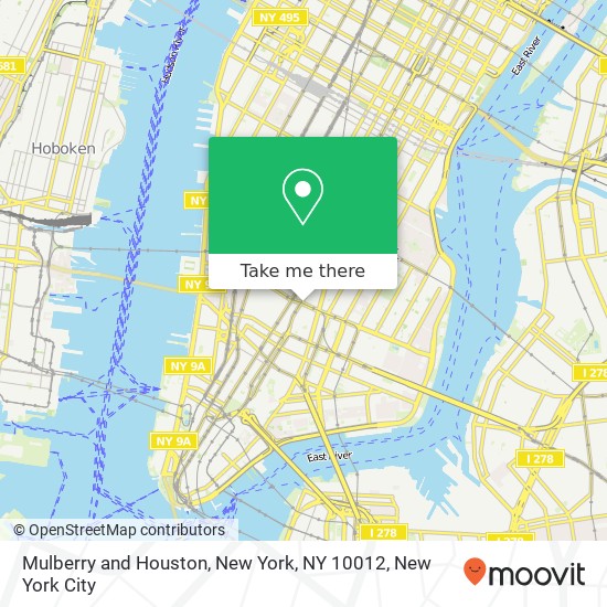 Mulberry and Houston, New York, NY 10012 map