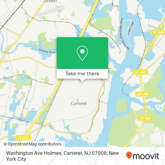 Mapa de Washington Ave Holmes, Carteret, NJ 07008