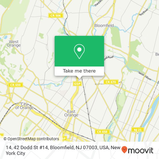 14, 42 Dodd St #14, Bloomfield, NJ 07003, USA map