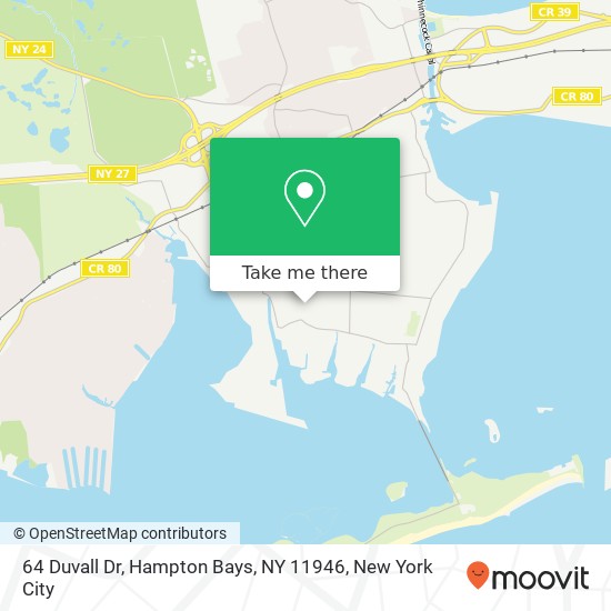 Mapa de 64 Duvall Dr, Hampton Bays, NY 11946